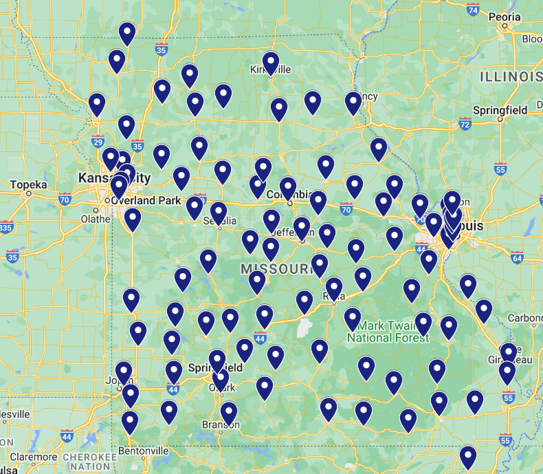 Missouri Democratic Party Map of Election Polling Places